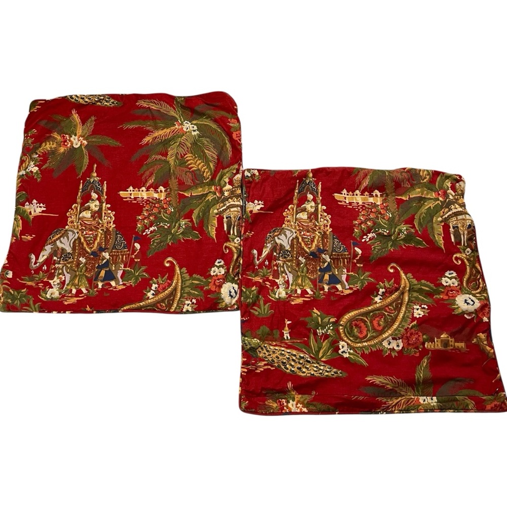 Pottery Barn Red Square Throw Pillow Covers, Set of Two